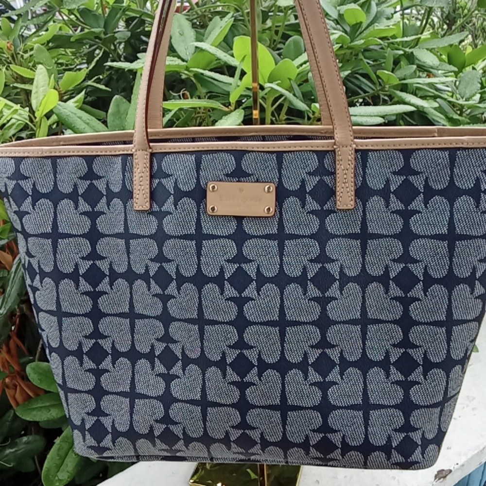 Kate Spade Navy and Brown Geometric Tote EUC